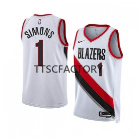 Dres Portland Trail Blazers Anfernee Simons 1 Nike 2022-23 Association Edition Bijela Swingman - Muške